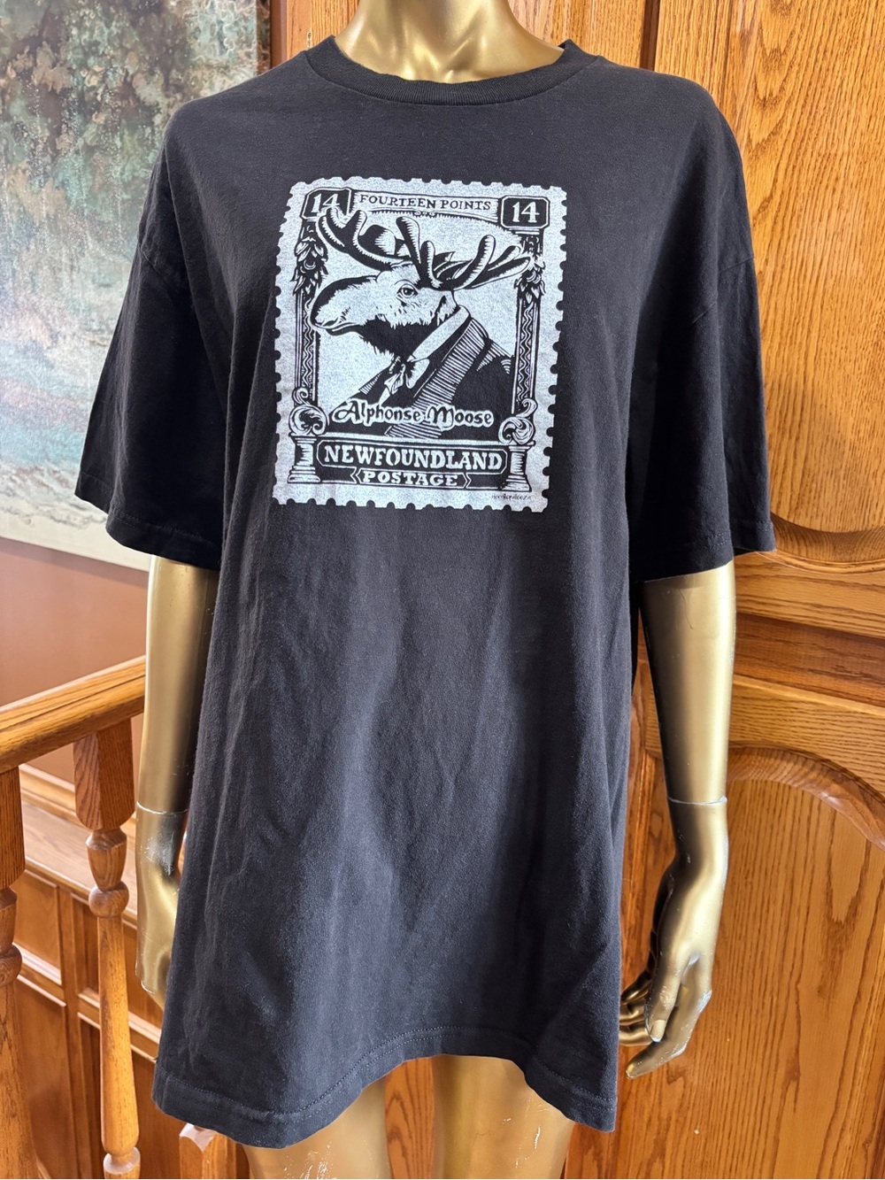 American Apparel Black Short-Sleeve Moose Stamp Graphic Tee